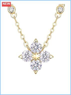 Moissanite Four-Leaf Clover Pendant Necklace 925 Sterling Silver